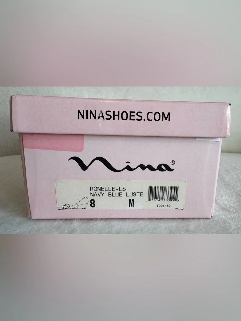 Nina Ronelle Peep Toe Blue Satin Low Heel Wedge Formal Pump Size 8M